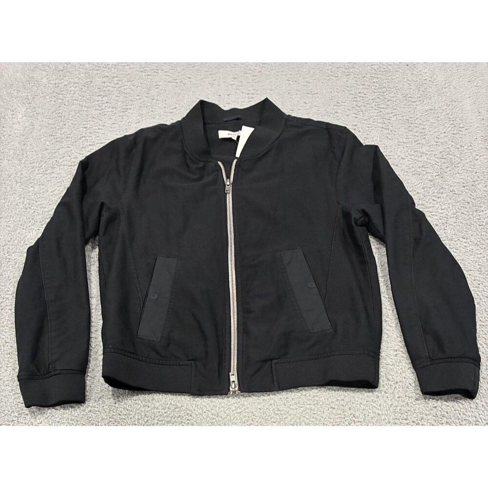 Buck Mason Black Bomber Jacket with Silver Zipper